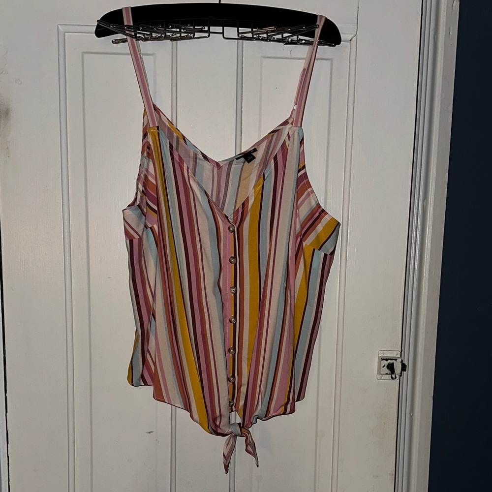 Torrid Striped Multicolor Women's Tie front tank